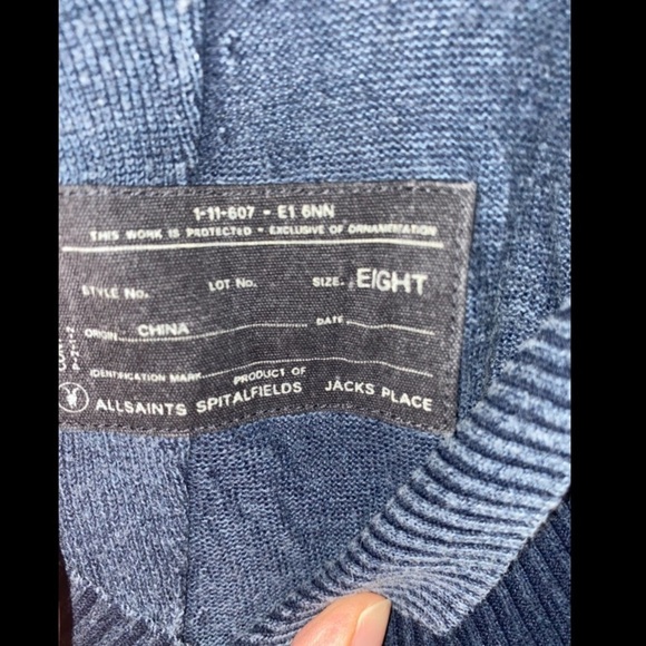 All Saints slate blue tunic UK size 8 fits a sm-md - Picture 3 of 4